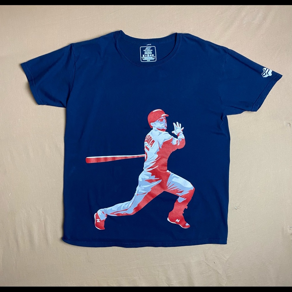 Dustin Pedroia New Balance tee t-shirt..Boy’s Large..Officially Licensed..VEUC